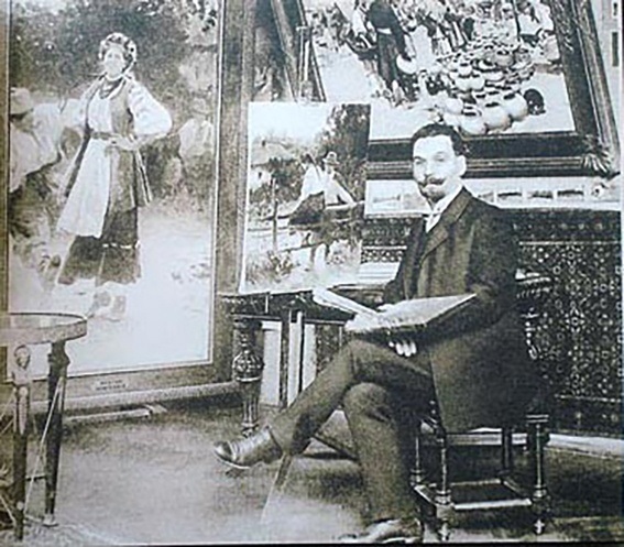 М.Пимоненко у майстерні. Фото початку 1900 років.