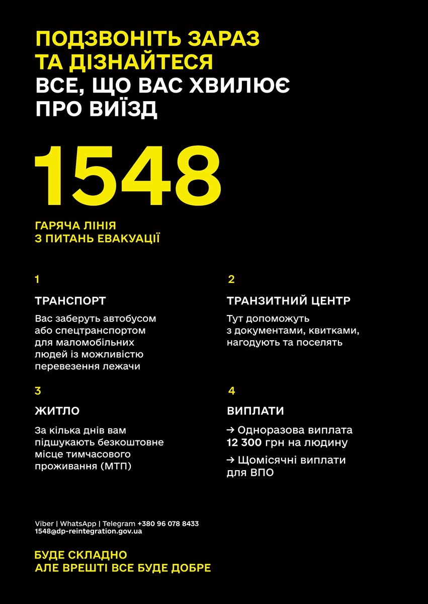 Гаряча лінія 1548: як розпочати евакуацію з небезпечних територій